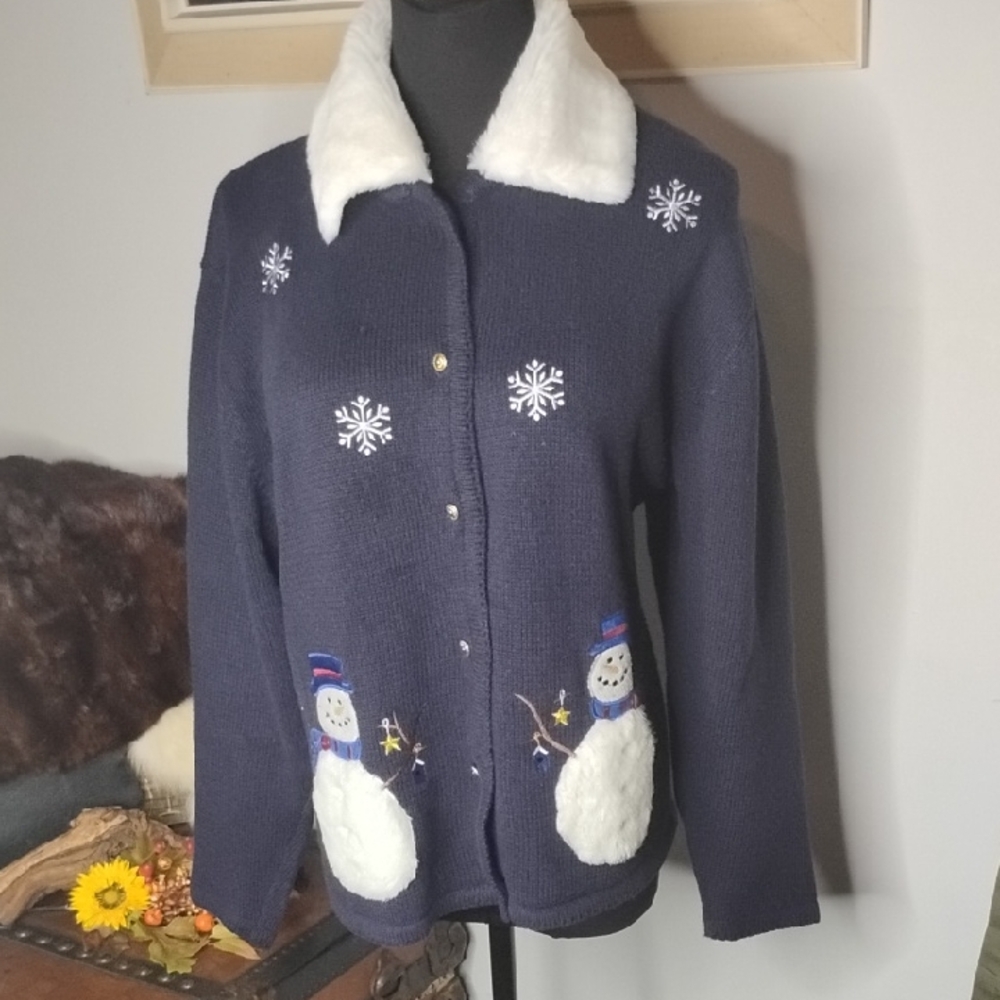 Crystal Kobe Holiday Button Down Sweater
